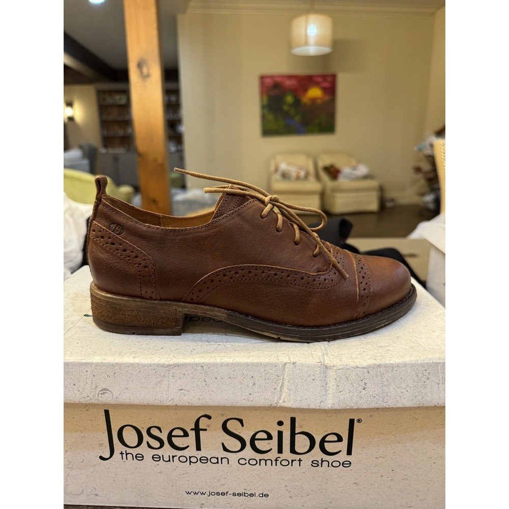 Josef‎ Seibel Sienna 85 - Size 37 7-7.5 US Brown Oxford Cap Toe Lace Up - Picture 2 of 6